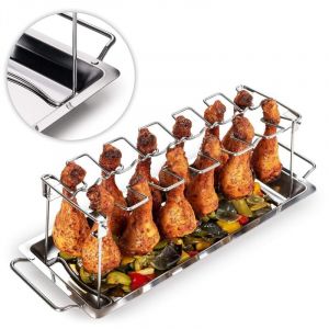 Support Poulet - Support Cuisse De Poulet &ndash; Support Poulet Barbecue - Acier Inoxydable Robuste pour 12 Cuisses de Poulet, Passe au Lave-Vaisselle