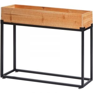 D&eacute;coshop26 - Potager sur&eacute;lev&eacute; bac &agrave; plantes bac &agrave; fleurs hauteur 62 cm en bois de sapin et acier 62x80x16 cm 040008182