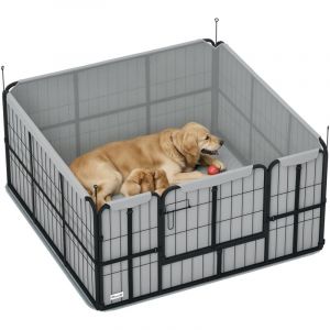 Parc de mise bas pour chien caisse de mise bas pour chiens avec porte tapis de propret&eacute; lavable 122 x 122 x 60 cm noir