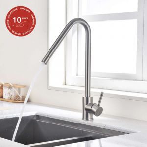 Poalgi - Mitigeur de cuisine bec haut sky bath nickel bross&eacute; Inox S304 s&eacute;rie talent