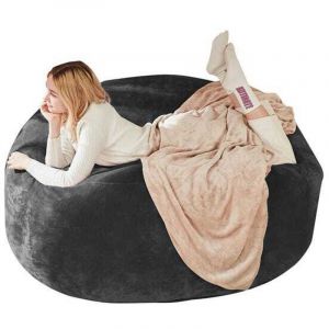 Pouf 150 Fauteuil Poire Canap&eacute; Adulte Confortable - Salon Chambre Balcon - Gris Fonc&eacute;