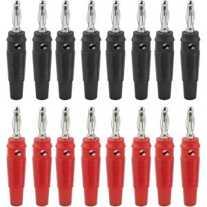16 Pi&egrave;ces Fiches Bananes, 4mm Fiche Enceinte Audio, fiche Enceinte Audio Haut Parleur Connecteur pour Raccorder Les Enceintes HiFi, Amplis,