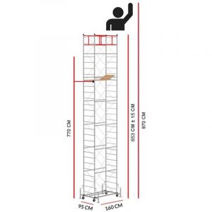 Echafaudage M4 LUX avec une base extractible (Hauteur de travail 9,70 m)
