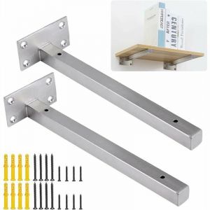 Supports Equerre Etagere 30 cm, 2 Pi&egrave;ces Equerre Industrielle Etagere Murale Fixation Invisible Supports Vintage Equerre Murale Equerre Metallique