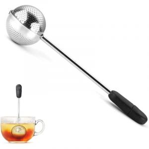 Infuseur boule &agrave; th&eacute; rotative Cuill&egrave;re passoire &agrave; th&eacute; en acier inoxydable Poign&eacute;e ergonomique Filtre &agrave; th&eacute; innovant et astucieux Id&eacute;al th&eacute; & infusion