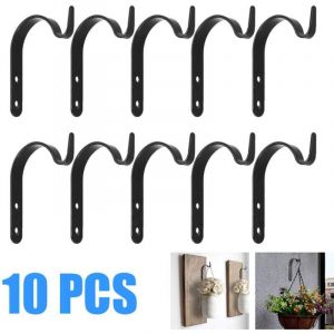 Applique Murale de Jardin Suspendue 10 Pièces en Fer Applique Murale de Jardin Suspendue Fleur Plante Cintre Pot Support Support (Noir)