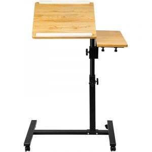 Table réglable pour ordinateur portable roulettes support inclinable Pivote à 360° HxLxP: 65-95x70x40cm