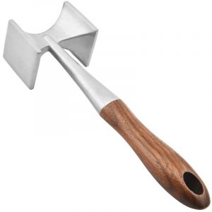 Marteau à viande - Marteau à steak - Marteau à viande robuste - Marteau en alliage de zinc avec manche en bois - Marteau à viande 2 en 1 - 26 cm