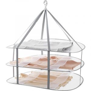 Surperfect S&eacute;choir pliable &agrave; suspendre en maille, panier de s&eacute;chage pliable &agrave; 3 niveaux pour pull, jouet, chaussettes, veste &agrave; plumes, ext&eacute;rieur,