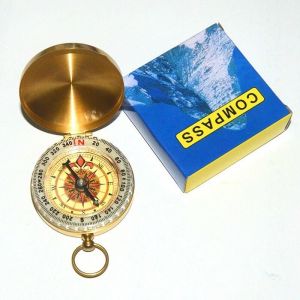 Shining House - Boussole d'extérieur portable en laiton - Boussole de poche classique étanche - Avec chiffres lumineux - Pour le camping, la