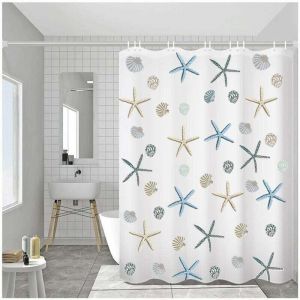 Rideau de Douche, 200 220cm Anti-Moisissure Rideau de Douche &eacute;tanche Anti-Bact&eacute;rien Rideau de Baignoire avec 12 Crochets, Blanc