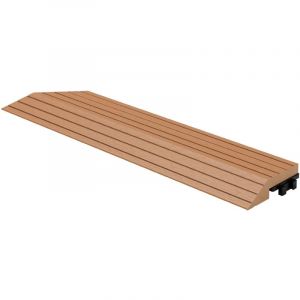 Ml-design - Bordure de Finition wpc Coin Gauche Marron Clair pour Dalles de Sol Clipsable, 38x2x7,5 cm, Aspect Bois, Cornière de Terrasse Striée,