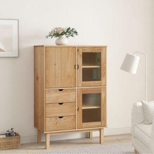 Maison Chic - Buffet haut Meuble de rangement Commode Bahut 85x43x125 cm Bois massif de pin 87533
