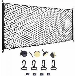 Filet à bagages de voiture, filet de coffre en nylon élastique 115x60cm filet de protection filet de séparation multifonction pour coffre de chiens