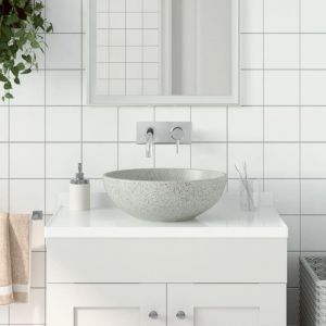 Maisonchic - Vasque à poser, Vasque Bac à laver, Évier de salle de bain gris rond Φ41x14 cm céramique QWS8821 design in