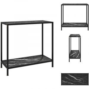 Table console Noir 80x35x75 cm Verre tremp&eacute; - Table Basse - Meuble Design - Table D'appoint - Table Console - Meuble Contemporain