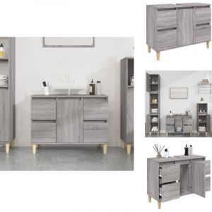 Vidaxl - Meuble d'&eacute;vier sonoma gris 80x33x60 cm bois d'ing&eacute;nierie - Armoire De Salle De Bain - Meuble Vasque - Meuble Lavabo - Rangement Salle De