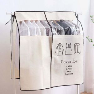 Housse Prot&egrave;ge Housses de V&ecirc;tements 120 &times; 120cm Beige Housse de Anti-Poussi&egrave;re Protection Portant Universelle Garment Covers pour Tringle &agrave; V&ecirc;tements