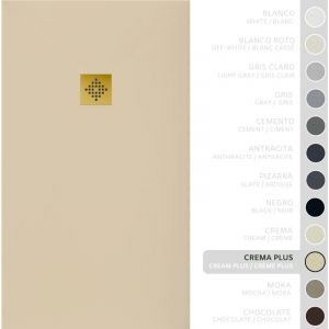 SOULBATH Receveur de Douche -R&eacute;sine -Gel Coat -Texture Lisse/Pierre -Antid&eacute;rapant -Couleur Cr&egrave;me Intense - 180x90- Extra plat 3cm. Bonde de Vidage