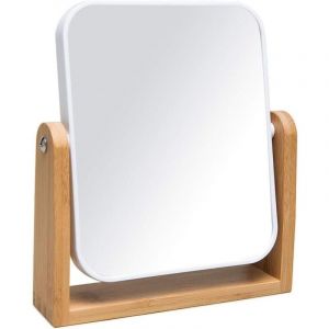 Miroir de Maquillage avec Support, Miroir cosm&eacute;tiques grossissant Double Face 1X/3X avec Rotation &agrave; 360 degr&eacute;s, Miroir de Table Portable pour Salle