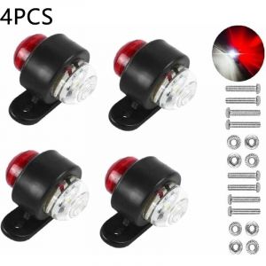 4 packs de feux de position lat&eacute;raux &agrave; led, 12-24V blanc rouge, feux d'avertissement double face, feux de stationnement de remorque de camion, feux