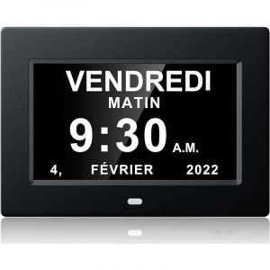 Enowelir Horloge calendrier num&eacute;rique One Piece 7 pouces avec date et heure, horloge Alzheimer pour parents, machine de rappel de