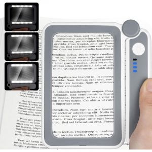 4X Loupe de Lecture,Loupe avec 10 led lumi&egrave;res, Loupe Eclairante, Grande Loupe &agrave; Main, Loupe Grossissante Pliante pour Livres scientifiques journaux