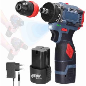 Electric Perceuse Visseuse Sans Fil , Perceuse Visseuse Devisseuse Sans Fil, 21+1 Réglages de Couple, 45Nm,2 Vitesse, Lumières led, 1300mAh Batteries