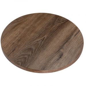 Plateau de table rond en stratifi&eacute; ch&ecirc;ne chocolat, diam&egrave;tre 50 cm, pour table ou table basse