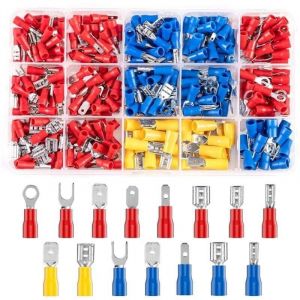280 pi&egrave;ces Cosses Electriques a Sertir, 15 types Cosses Electriques 0,5 &agrave; 6,0 mm&sup2;, Connecteurs &agrave; Sertir, Assortiment de Cosses Plates et Rondes pour