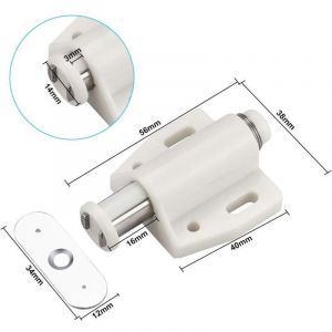 6 PCS Loqueteau Magn&eacute;tique &agrave; Pression Loquet Aimant&eacute; en Plastique Loquet Magn&eacute;tique &agrave; Fermeture Douce pour Porte Cabinet Tiroir Placard Coulissante