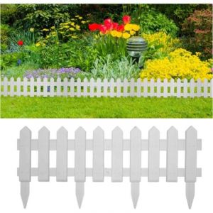 Cyslmuk - Bordure de pelouse 5 pièces blanche 1,9 m, clôture pastorale jardin vert petite clôture