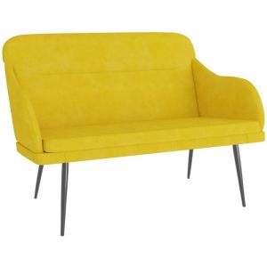 Banc banquette 110 x 76 x 80 cm velours jaune