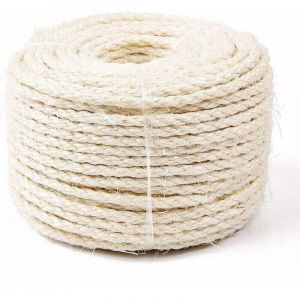 Corde de Sisal Naturel 8mm Remplacement Cordage Ancien Accessoire Id&eacute;al pour remplacer Poteaux de l'arbre &agrave; Chat, Balles Jouets en Sisal Inclus (25m,