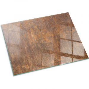 Plaque de protection de sol en verre tremp&eacute; pour chemin&eacute;e et po&ecirc;le &agrave; bois pare-feu contre les &eacute;tincelles Texture rouill&eacute;e sur m&eacute;tal 80x60