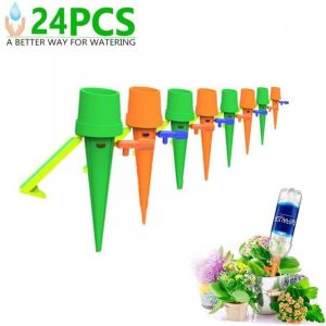 Kits d'arrosage automatiques Goutte &agrave; goutte-24 pi&egrave;ces -Arrosage R&eacute;glable-Bouche de Bouteille d'eau en Spirale d'environ 2,7 cm-pour Plantes en Plein
