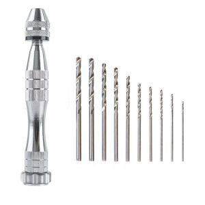 Lntyq - Mini Perceuse à Main de Precision Mini Perceuse Manuelle Modelisme Aluminum Mandrin sans Clé 10 pièces Foret Fraise Twist 0.8-3.0mm pour