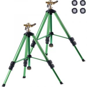 VEVOR Arroseur a Trepied a Impact, Lot de 2, avec Tete en Laiton et Connecteur G3/4 po, Arroseur deIrrigation Robustes a Grande Surface a 360 degres,