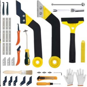 Kit de 38 Outils pour Retirer les Joints de Carrelage &ndash; 3 Scies &agrave; Joint avec 20 Lames de Rechange, Outil Grattoir pour Joint et Mastic, pour