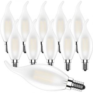 Ampoule LED Flamme E14,4W Ampoules Bougie Dimmable,C35 Ampoules LED Filament,Forme de Bougie Blanc Chaud 2700K,400LM,Mat,10 Pi&egrave;ces [Classe