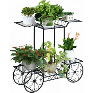 Relax4life - tagère à Fleurs Porte-Plante en Fer Forgé Décoratif Classique pour Extérieur et Intérieur, Utilisation Large pour Jardin, Terrasse,