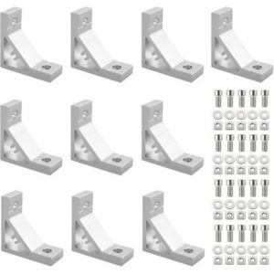 Kamtop &Eacute;querre de Fixation, 10pcs Joint &agrave; Angle Droit 3030 &Eacute;querre de Coin 90&deg; Petite &Eacute;querre M&eacute;tal en Aluminium Joint Angle Entretoises avec vis