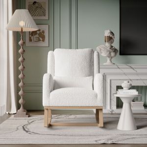 Fauteuil d'allaitement avec Coussin, Fauteuil &agrave; Bascul de avec poches, Rocking Chair Interieur Exterieur Chaise Allaitement Chambre Bebe Chaise a
