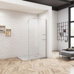 Ocean Sanitaire - Oc&eacute;an Paroi de douche italienne 80x190cm - Paroi avec barre de fixation 140cm recoupable - Verre tremp&eacute; 8mm - 2 &eacute;tag&egrave;res en verre