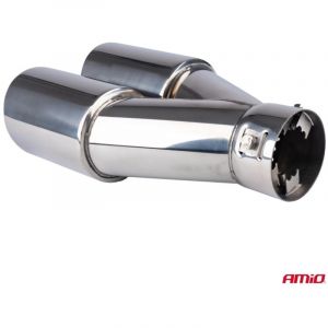 Embout de silencieux d'&eacute;chappement, acier inoxydable, double chrome, AMIO-04062