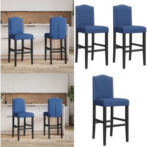 Chaises de bar lot de 2 bois massif d'hévéa et tissu - Chaise De Bar - Tabouret De Bar - Fauteuil De Bar - Meubles De Salle à Manger - Décoration