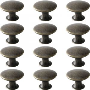 Lot de 12 boutons de commode r&eacute;tro, poign&eacute;es de meubles, bords arrondis, en fer et laiton antique, pour porte-manteau, meubles de cuisine vintage,