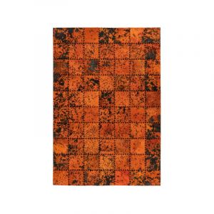 Paris Prix - Tapis Patchwork en Cuir Fait Main 'Voila' Orange 120 x 170 cm