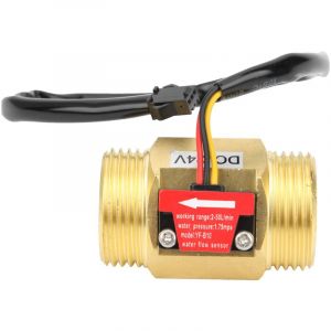 Gistuch - Capteur de débit d'eau G1', débitmètre de capteur à effet Hall en laiton à filetage mâle 250L/MIN, compteur de débitmètre alimenté dc 24V
