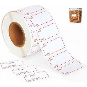 1000 &eacute;tiquettes pour surgel&eacute;s en rouleau, &eacute;tiquettes de date autocollantes 50x25 mm, amovibles et imperm&eacute;ables, blanc et rouge